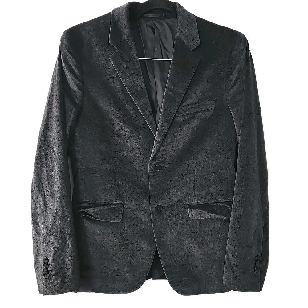 Theory Chambers Luxe Plush Velvet Tuxedo Blazer Dark Grey Men's 36 Short